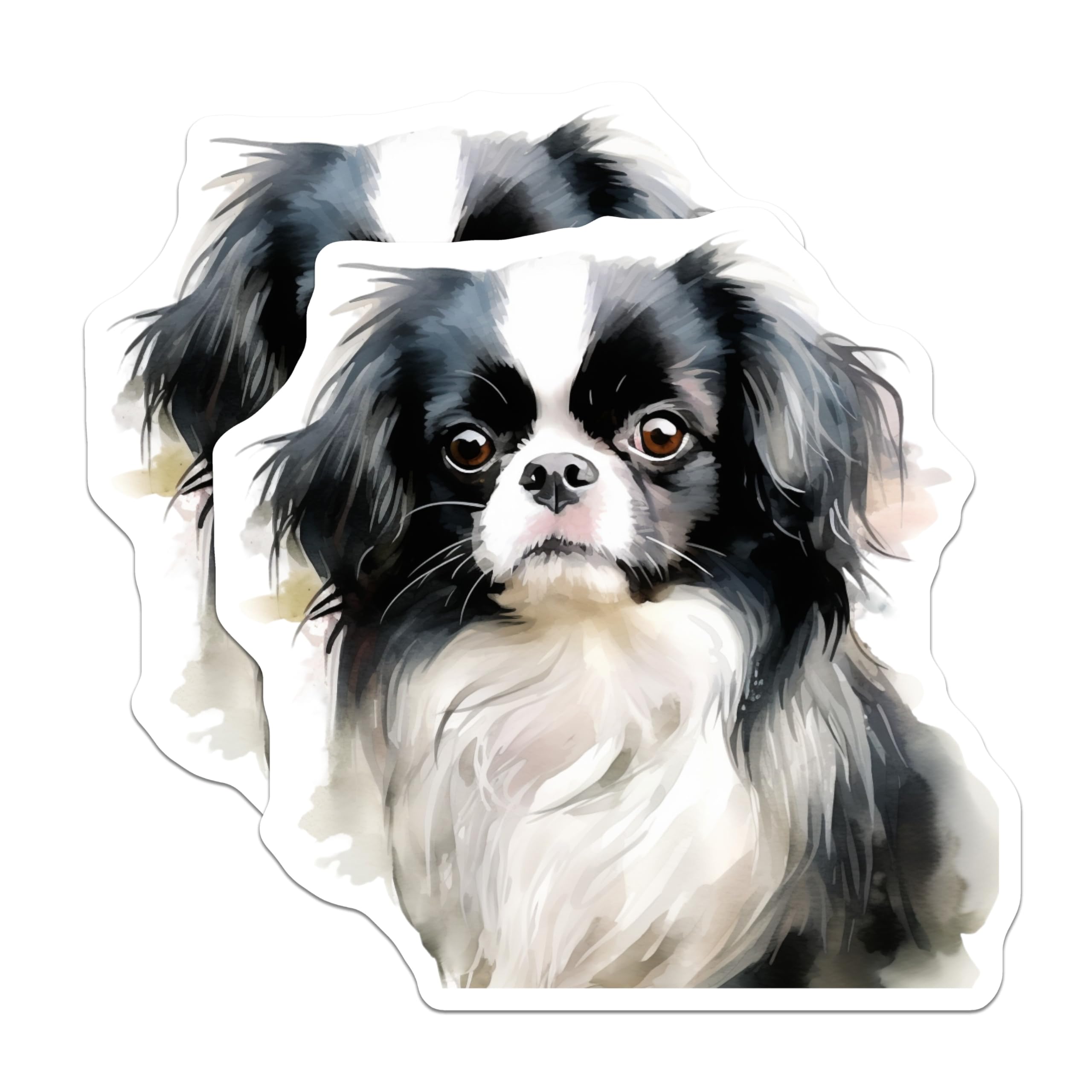 (2 Pack) Japanese Chin Magnets - Watercolor Pet Decor - Dog Lover Fridge Accents - 5 Inches On Longest Side - Thick Durable Magnet - Made in USA - MAG27657
