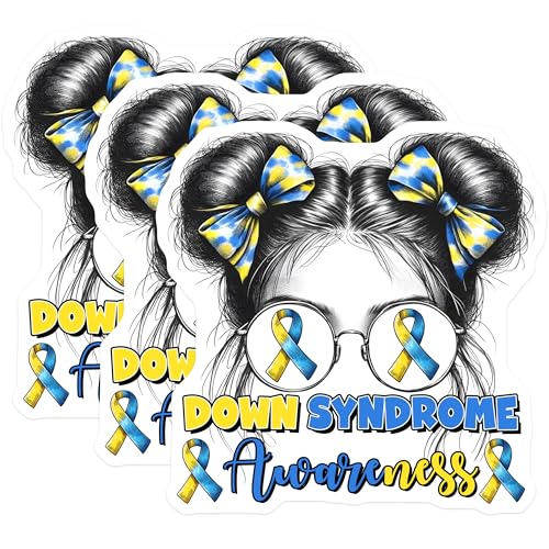 (3 Pack) Down Syndrome Awareness Decals - Trisomy 21 - Special Needs Sticker - 3 Inches On Longest Side - Easy Peel & Apply - Made in USA - 3MCS6962