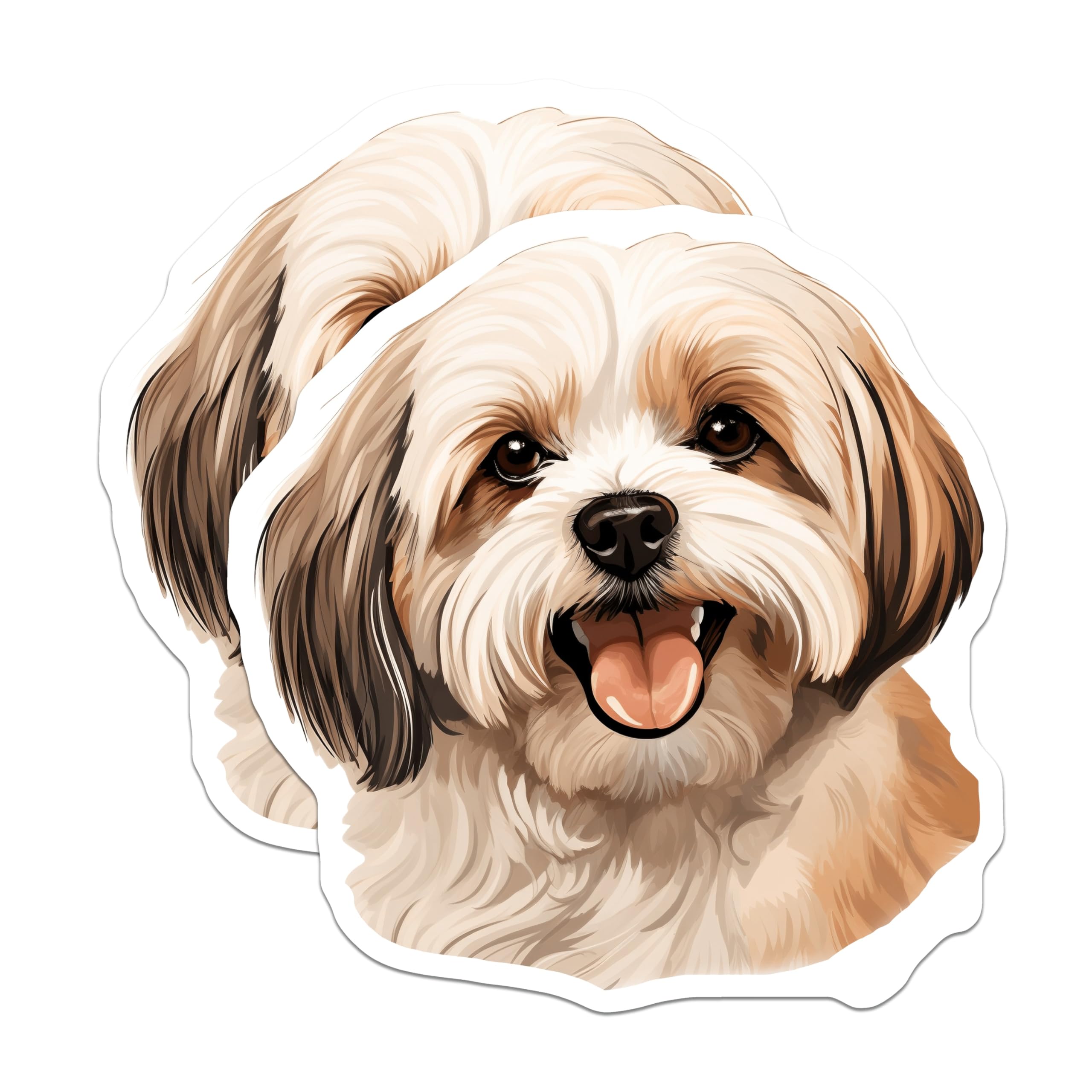 (2 Pack) Shih Tzu Dog Magnets - Cute Pet Portrait - Happy Puppy Fridge Decor - Dog Mom Accessories - 5 Inches On Longest Side - Thick Durable Magnet - Made in USA - MAG25687
