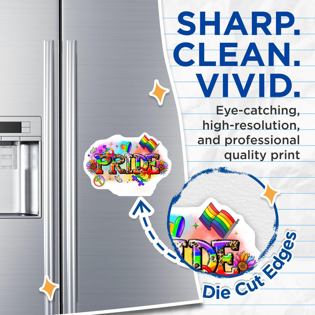 (2 Pack) Pride Rainbow Magnets - LGBTQ+ Affirmation Decor - Leopard Cow Print Equality Support Fridge Art - 5 Inches On Longest Side - Thick Durable Magnet - Made in USA - MAG27735