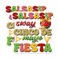 (2 Pack) Cinco De Mayo Stickers - Salsa Fiesta - Salsasip Sway Nacho - 5" On Longest Side - Sticks to Smooth Flat Surfaces - Made in USA - BMCS8232