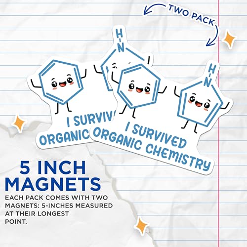 (2 Pack) Organic Chemistry Magnets - Science Lovers - 5" On Longest Side - for Cars, Fridges, Toolboxes - Made in USA - MAG8029