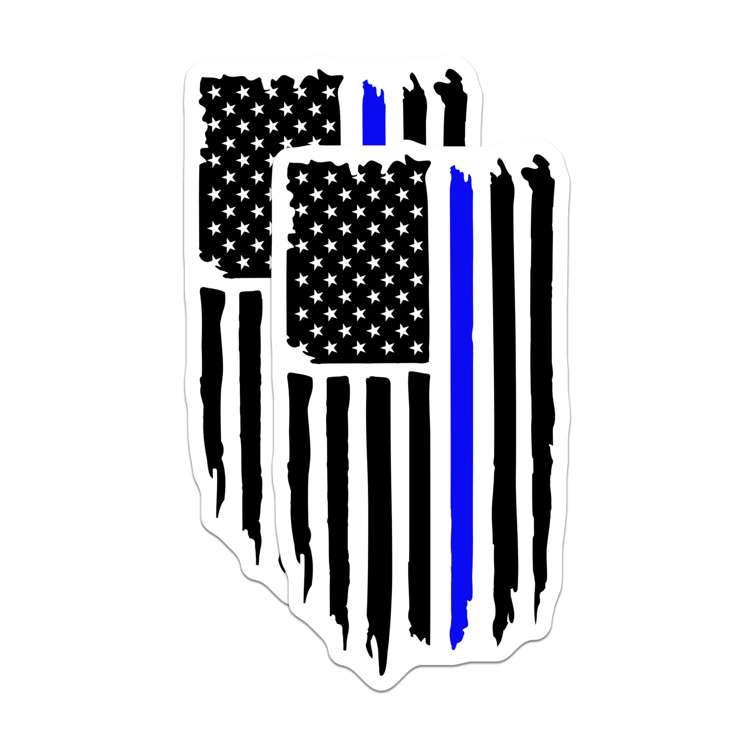 (2 Pack) Thin Blue Line Magnets - American Flag Police Support - Back the Blue First Responder Tribute - 5 Inches On Longest Side - Thick Durable Magnet - Made in USA - MAG22173
