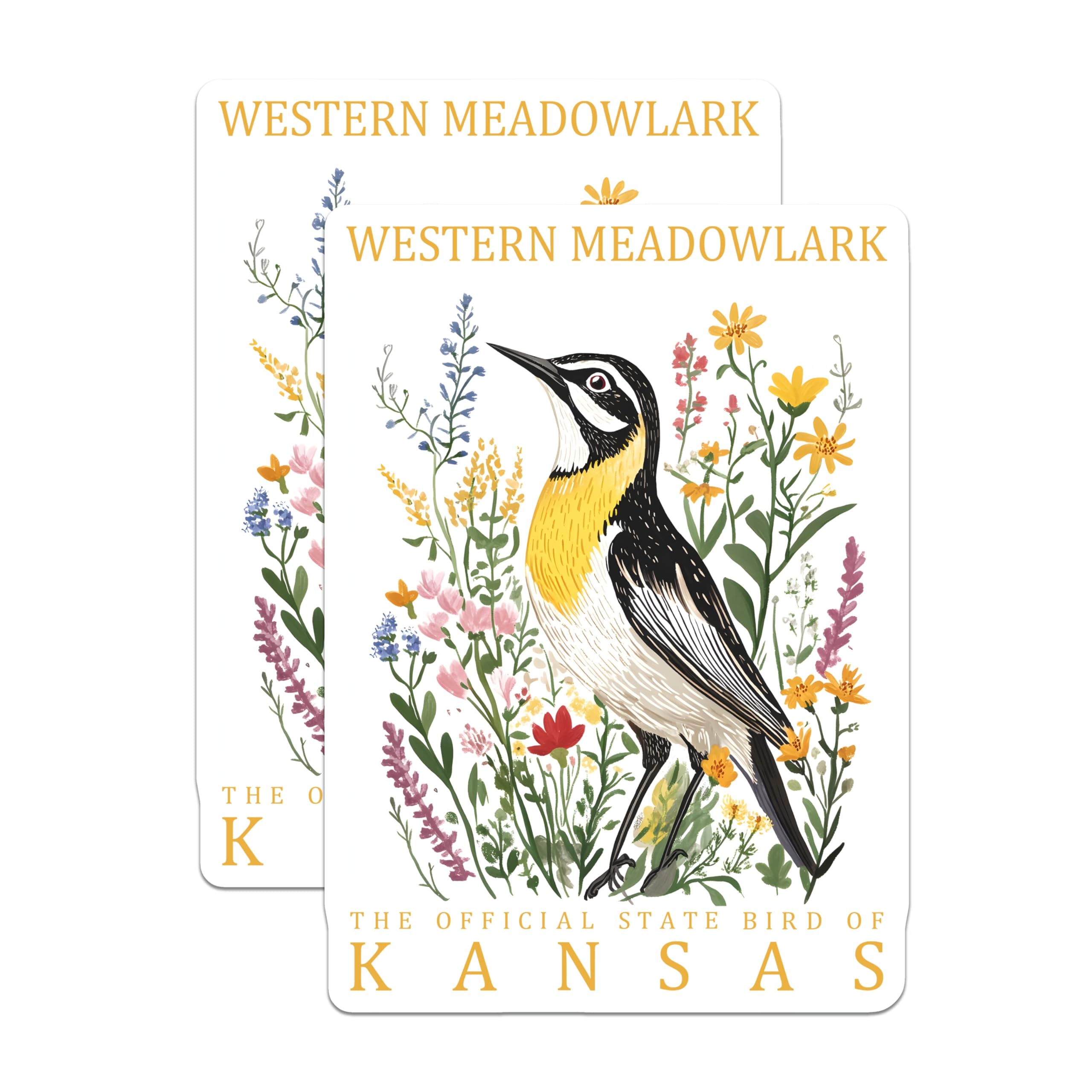 (2 Pack) Western Meadowlark Magnets - Kansas State Bird Decor - Bird Lover Souvenir - 5" On Longest Side - Premium Magnet - for Cars, Refrigerators, Toolboxes, Lockers - Made in USA - MAG18729