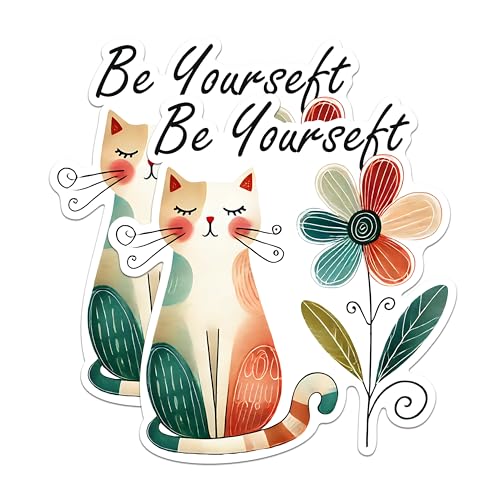 (2 Pack) Cat Art Magnets - Inspirational Cat Magnets - Whimsical Cat Flower Magnets- 5" On Longest Side - for Fridges, Toolboxes, Cars - Made in USA - MAG2789