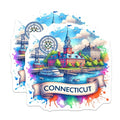 (2 Pack) Connecticut Stickers - New England State Sticker - Travel Souvenir Sticker - 5" On Longest Side - Sticks to Smooth Flat Surfaces - Made in USA - BMCS6799