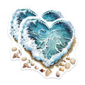 (2 Pack) Ocean Wave Heart Magnets - Coastal Beach Decor - Seashell Refrigerator Magnets - 5 Inches On Longest Side - Thick Durable Magnet - Made in USA - MAG19617