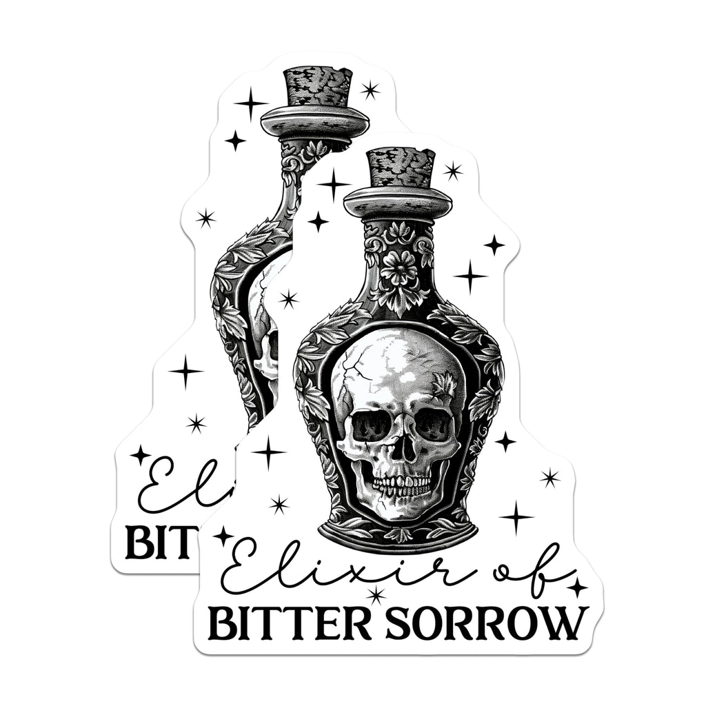 (2 Pack) Elixir of Bitter Sorrow Magnets - Skull Bottle - Halloween Decor - Gothic Kitchen - 5" On Longest Side - for Cars, Refrigerators, Toolboxes, Lockers - Made in USA BMCS3448