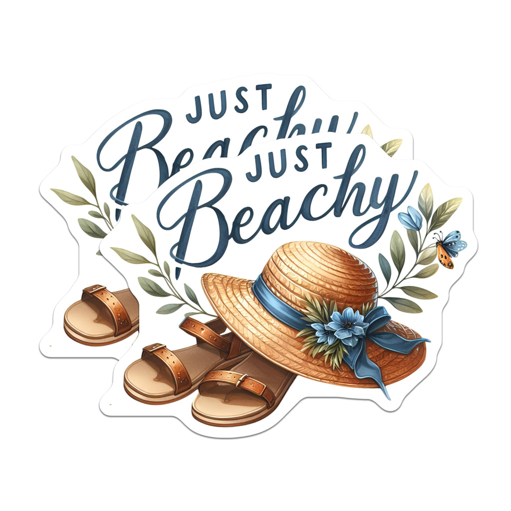(2 Pack) Just Beachy Stickers - Beach Theme Decal - 5" On Longest Side - Sticks to Smooth Flat Surfaces - Made in USA - BMCS9303 - BMCS9303
