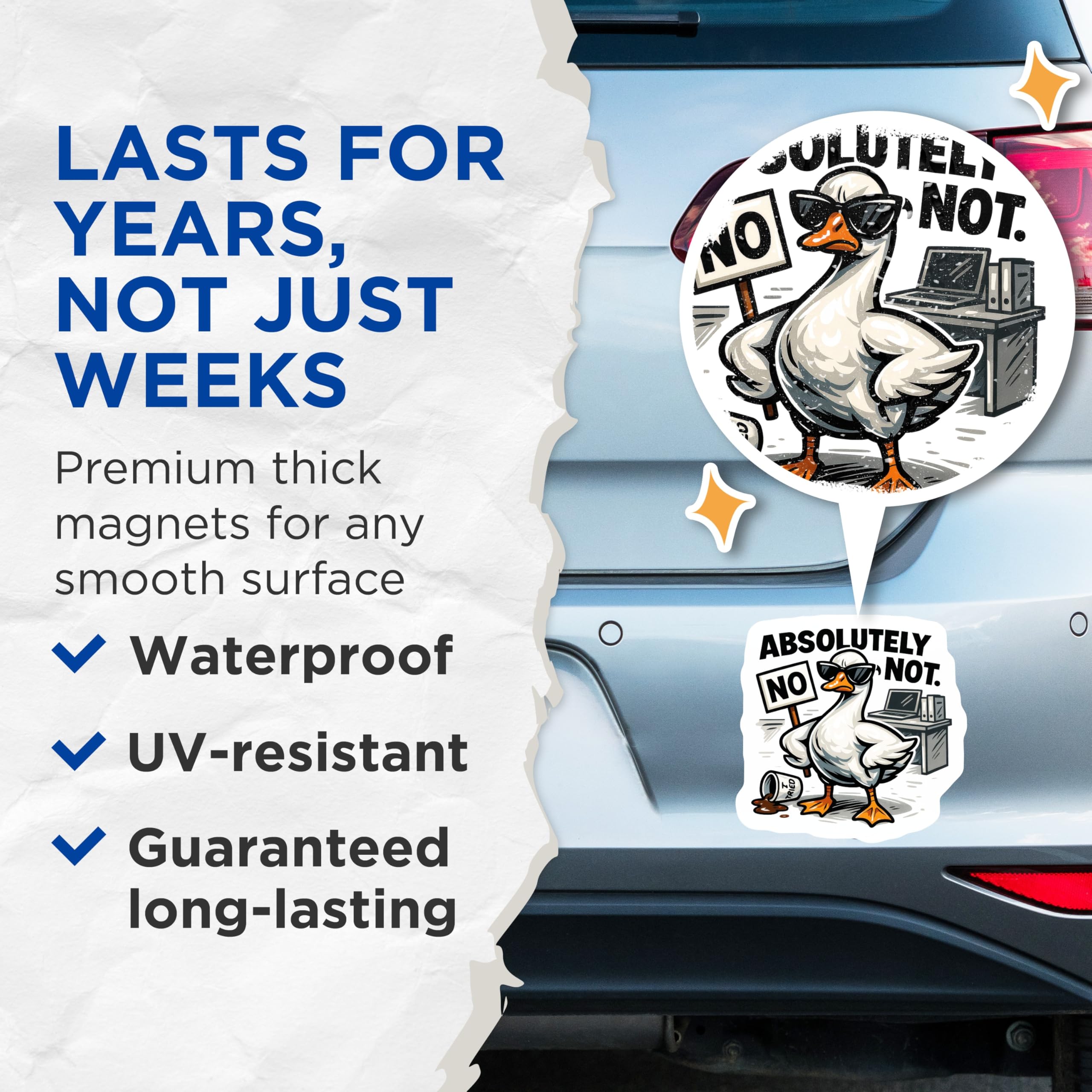 (2 Pack) Absolutely Not Goose Magnets - Sarcastic Humor Work Desk Decor - Funny Spilled Coffee I Tried Magnet - 5 Inches On Longest Side - Thick Durable Magnet - Made in USA - MAG21483