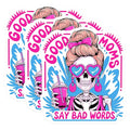 (3 Pack) Good Moms Say Bad Words Decals - Skeleton Mom - Funny Mom Laptop Decal- 3 Inches On Longest Side - Easy Peel & Apply - Made in USA - 3MCS5963