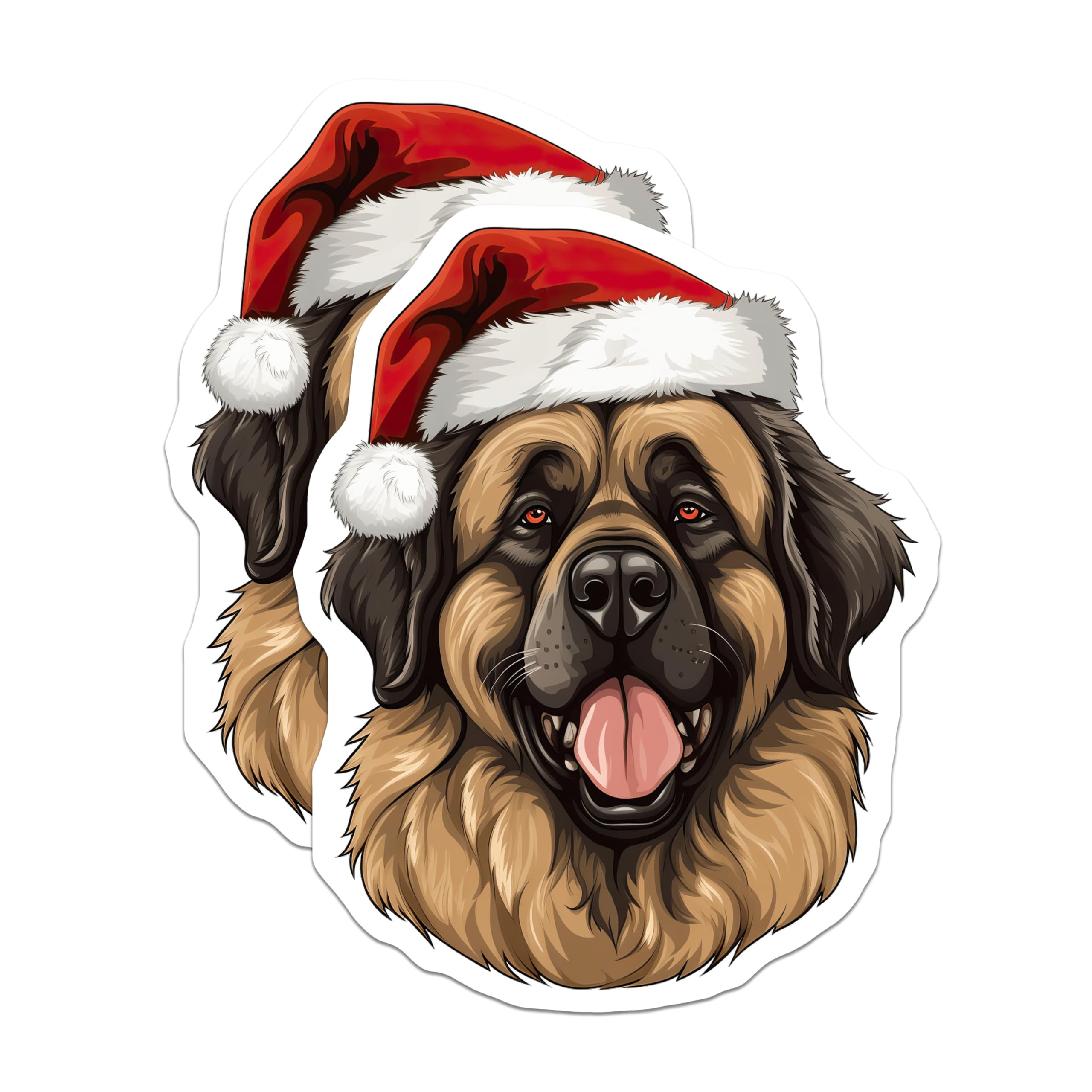 (2 Pack) Festive Magnets - Santa Hat Dog - Holiday Pet Lover Decor - 5 Inches On Longest Side - Thick Durable Magnet - Made in USA - MAG28092