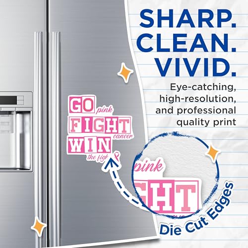 (2 Packs) Go Pink Fight Cancer Win The Fight Magnets - Breast Cancer Awareness Magnets - 5 Inches On Longest Side - Premium Magnet - for Fridges, Toolboxes, Cars - Made in USA - MAG2448