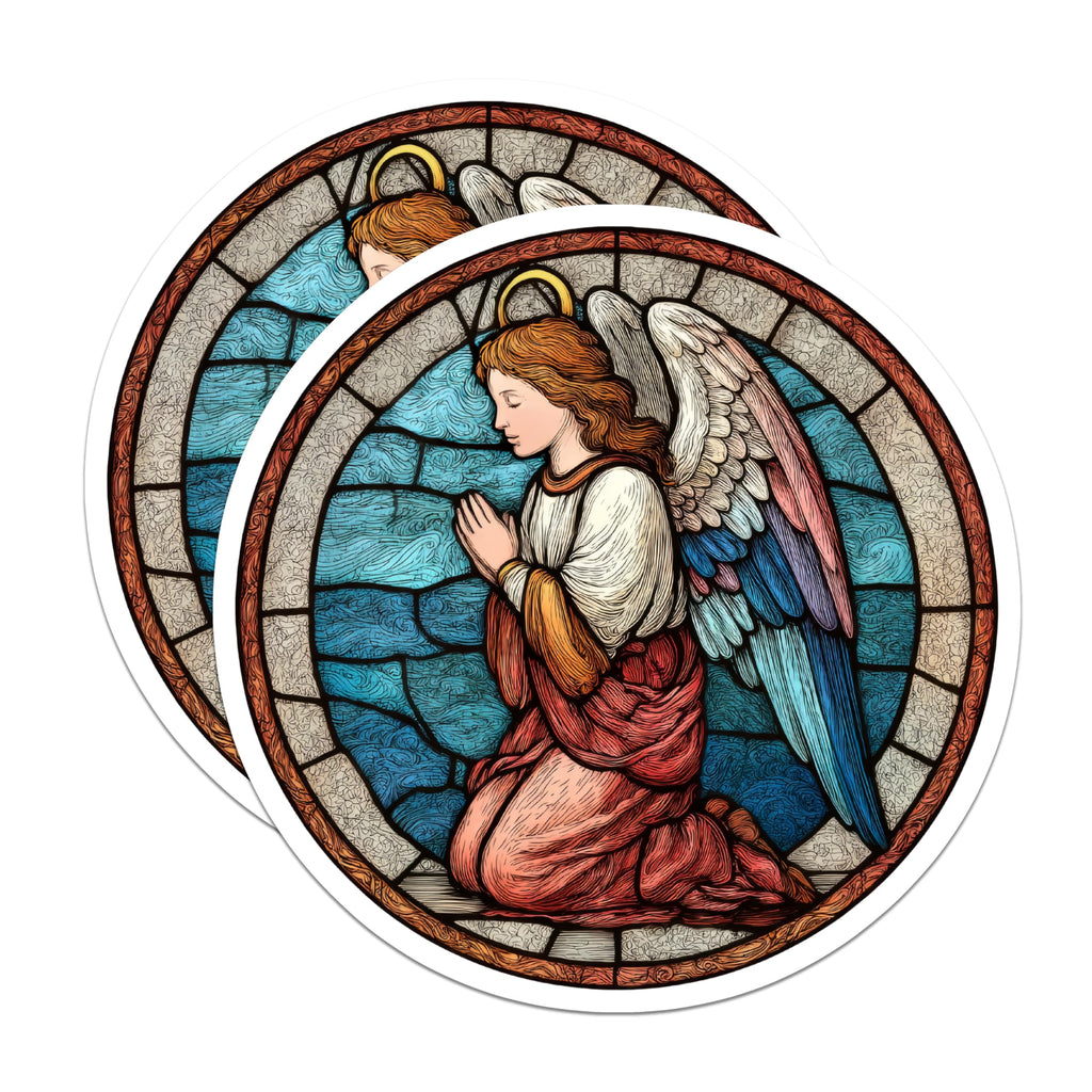 (2 Pack) Angel Magnets - Religious Magnet - Stained Glass Look - 5" On Longest Side - Premium Magnet - for Cars, Refrigerators, Toolboxes, Lockers - Made in USA - MAG14449