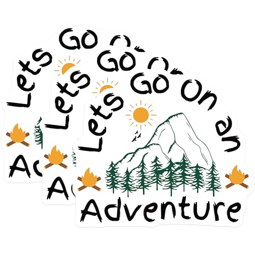 (3 Pack) Adventure Decals - Outdoor Stickers - Camping Laptop Decal - 3 Inches On Longest Side - Easy Peel & Apply - Made in USA - 3MCS4412