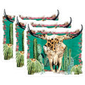 (3 Pack) Bull Skull Decals - Cactus Decals - Western Decal - 3 Inches On Longest Side - Easy Peel & Apply - Made in USA - 3MCS4579