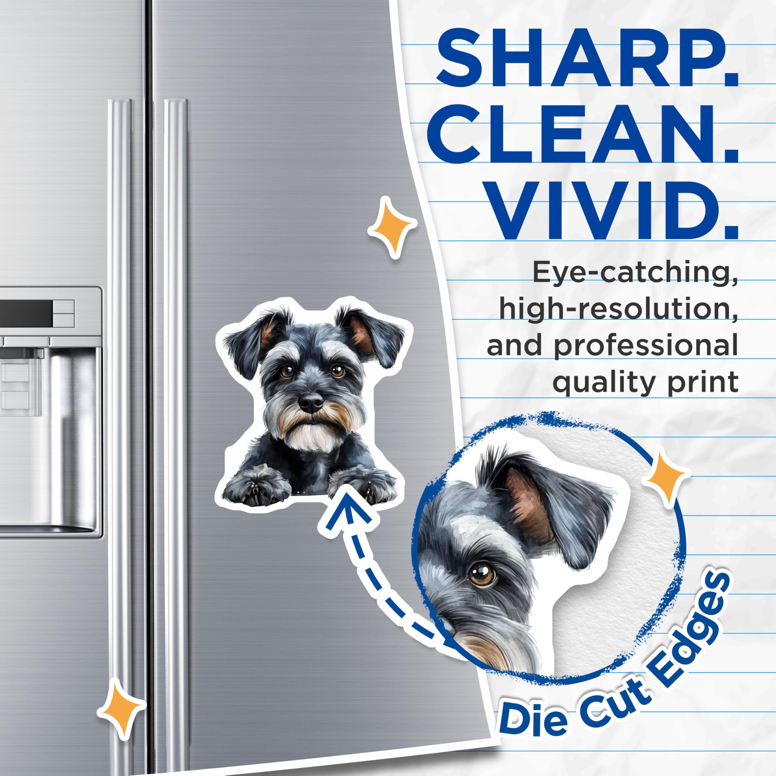 (2 Pack) Schnauzer Dog Magnets - Cute Dog Art - Pet Lover Decor - 5" On Longest Side - Premium Magnet - for Cars, Refrigerators, Toolboxes, Lockers - Made in USA - MAG14390