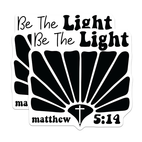(2 Pack) Be The Light Stickers - Faith Inspirational Stickers - Religious Motivation Stickers - 5" On Longest Side - Sticks to Any Smooth Flat Surface - Made in USA - BMCS3094
