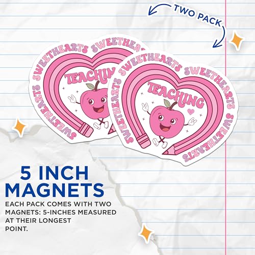 (2 Pack) Cute Teaching Magnets Magnets - Apple Teacher Gift - 5" On Longest Side - Made in USA - Sticks to Refrigerators & Metal Surfaces - MAG9149