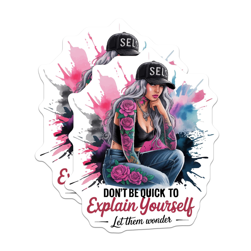 (2 Pack) Tattooed Woman Magnets - Confident Edgy Girl Art - Inspirational Quote - Pink Rose Tattoos - Mysterious Vibe Decor - 5 Inches On Longest Side - Thick Durable Magnet - Made in USA - MAG22800