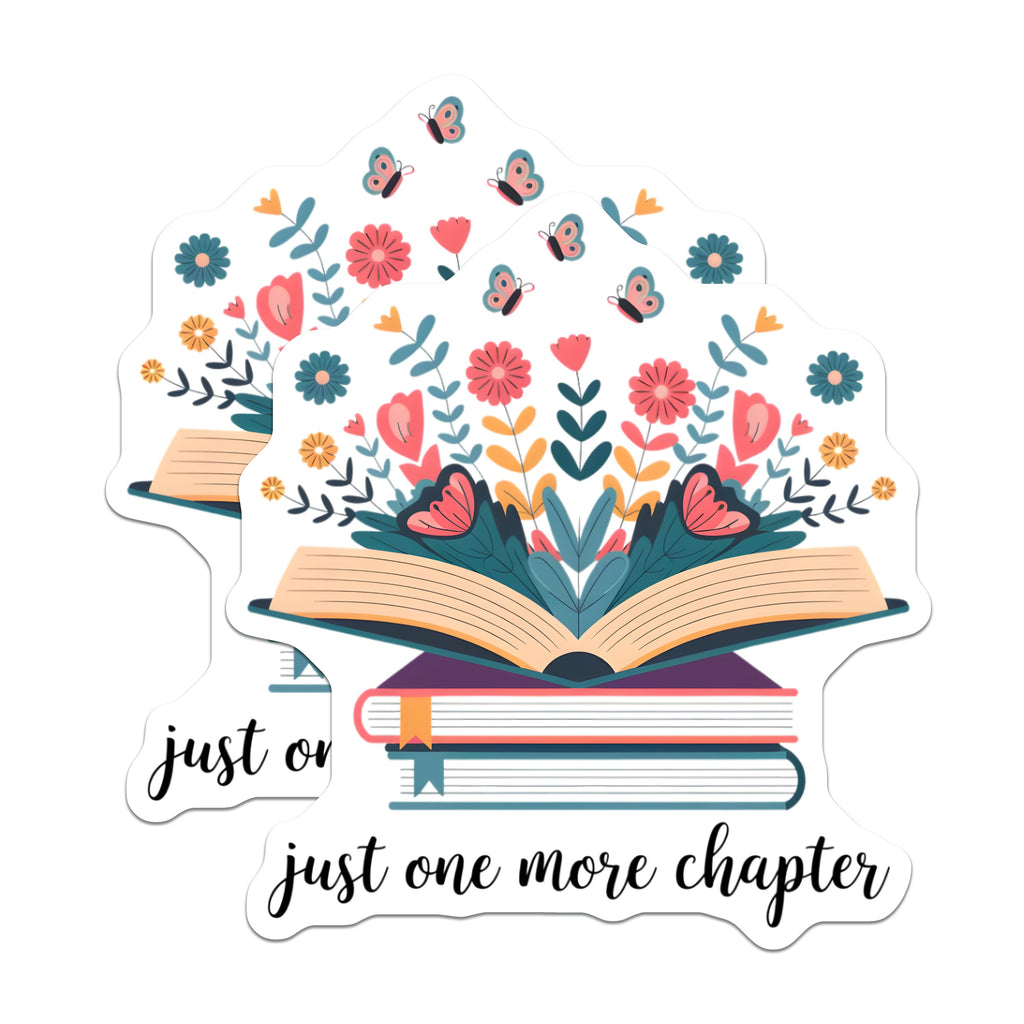 (2 Pack) Book Lover Magnets - Just One More Chapter Reader Decor - Cozy Bookish Literary Art for Fridge - 5 Inches On Longest Side - Thick Durable Magnet - Made in USA - MAG38925