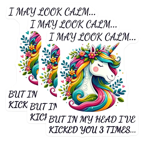 (3 Pack) Unicorn Saying Decals - Funny Unicorn - Sarcastic Decal - 3 Inches On Longest Side - Easy Peel & Apply - Made in USA - 3MCS4416