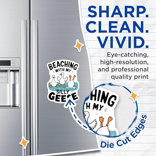 (2 Pack) Beaching with My Silly Geese Magnets - Cute Duck Magnets - Funny Animal Quote Magnets - 5" On Longest Side - for Cars, Fridges, Toolboxes - Made in USA - MAG4606