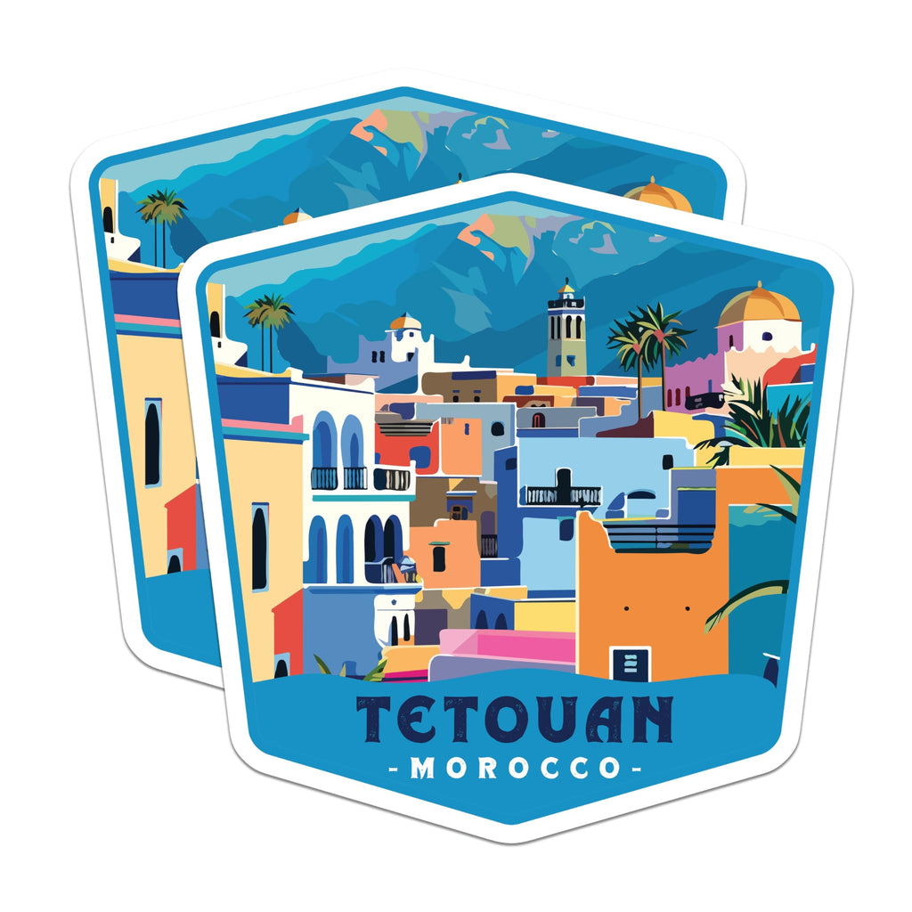 (2 Pack) Tetouan Morocco Magnets - Colorful Cityscape Art - African Travel Souvenirs - 5 Inches On Longest Side - Thick Durable Magnet - Made in USA - MAG19884