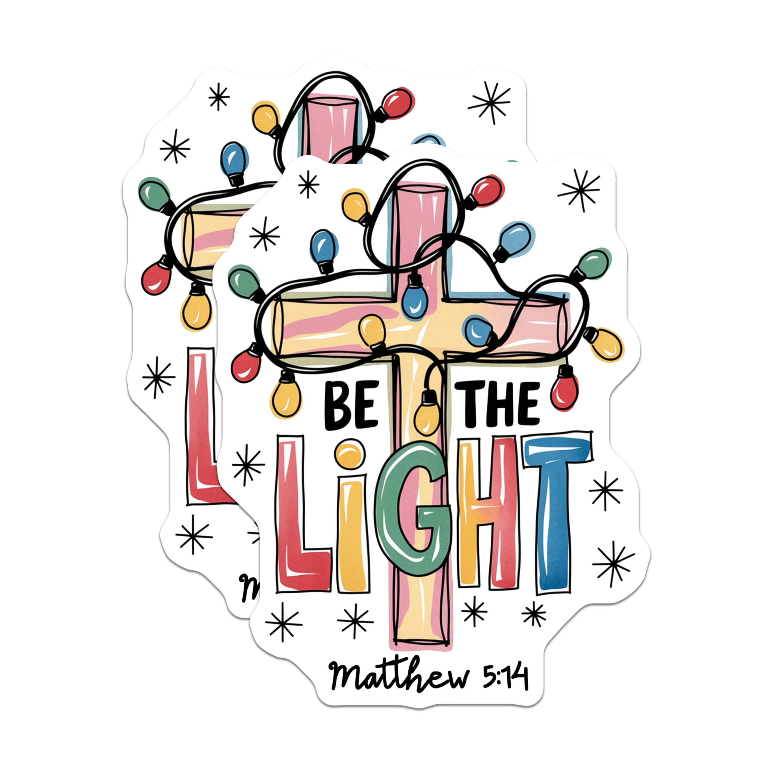 (2 Pack) Be The Light Magnets - Christian Scripture Decor - Matthew 5 14 Faith Art - 5 Inches On Longest Side - Thick Durable Magnet - Made in USA - MAG28004