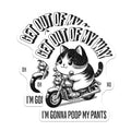 (2 Pack) Funny Cat Stickers - Humorous Cat on Motorcycle Stickers - Get Out of My Way Cat Stickers - 5" On Longest Side - Sticks to Any Smooth Flat Surface - Made in USA - BMCS3474