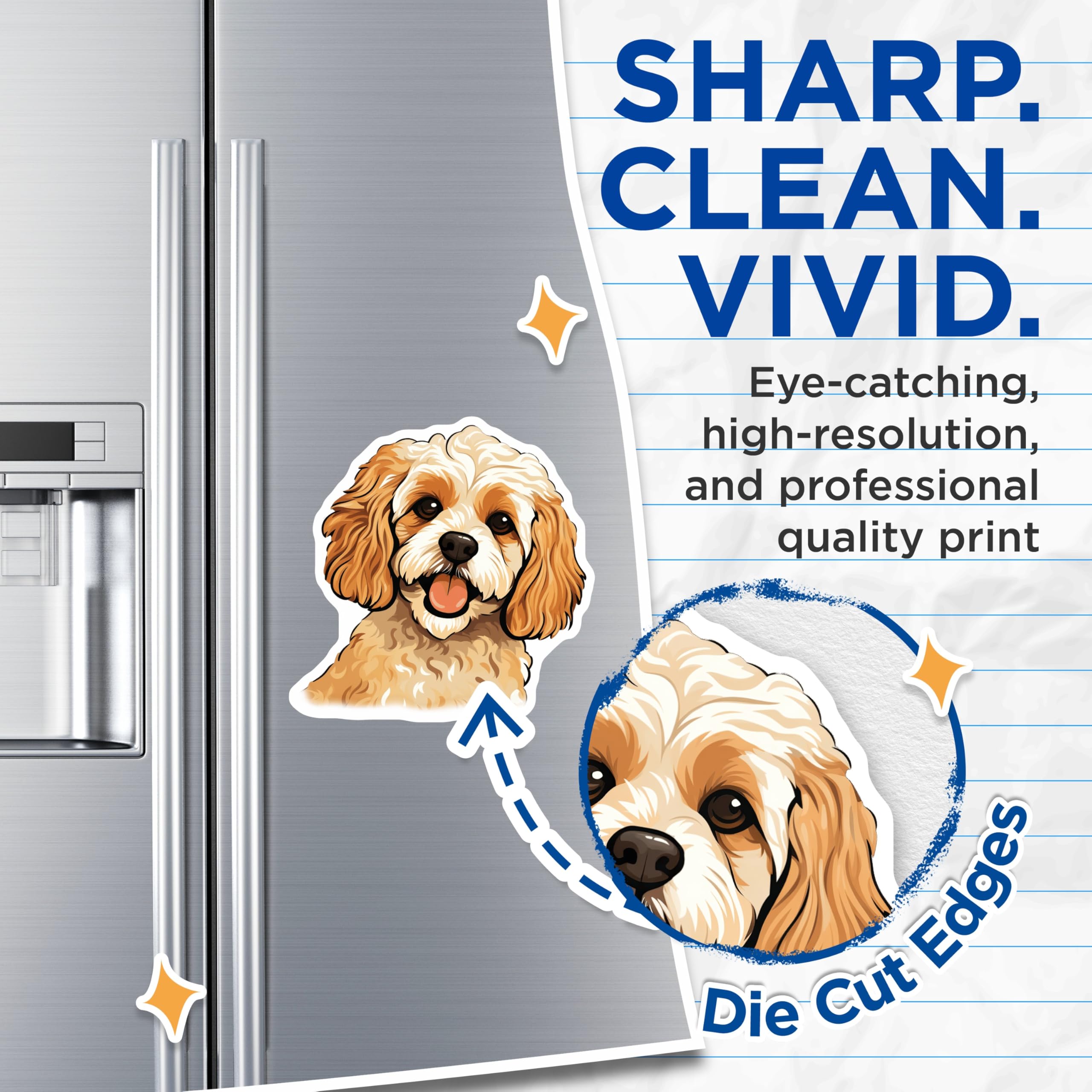 (2 Pack) Cavapoo Dog Magnets - Happy Cockapoo Puppy Decor - Pet Lover Refrigerator Magnet - Cute Animal Art - 5 Inches On Longest Side - Thick Durable Magnet - Made in USA - MAG27303