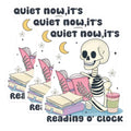 (3 Pack) Reading Skeleton Decals - Book Lover - Quiet Now Its Reading o Clock- 3 Inches On Longest Side - Easy Peel & Apply - Made in USA - 3MCS5992