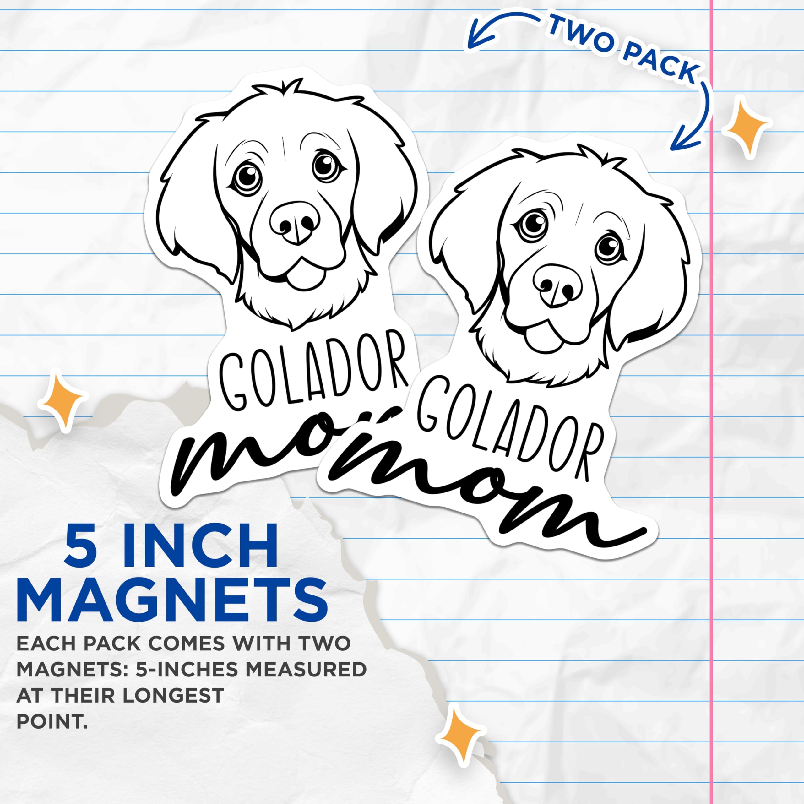 (2 Pack) Golador Mom Magnets - Golden Retriever Lab Mix Mom - Dog Owner Car Decor - Pet Parent Fridge Accents - 5 Inches On Longest Side - Thick Durable Magnet - Made in USA - MAG27020