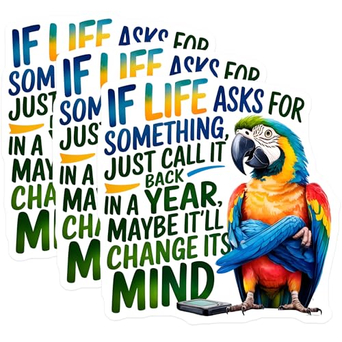 (3 Pack) Funny Parrot Decals - Call Back in Year Quote - Laptop Decals - 3 Inches On Longest Side - Easy Peel & Apply - Made in USA - 3MCS7520