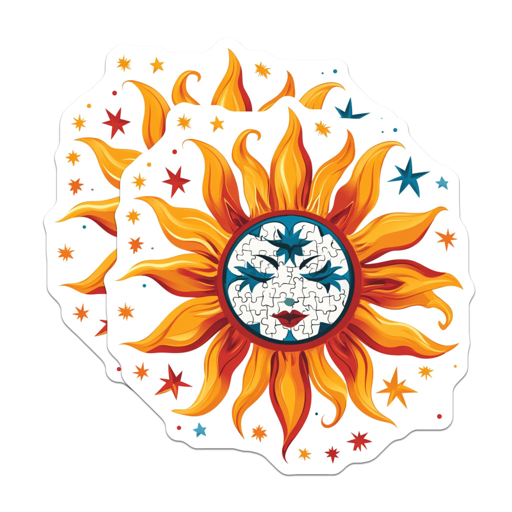 (2 Pack) Celestial Sun Magnets - Boho Mystical Decor - Psychedelic Art Fridge Magnets - Spiritual Sun Face - 5 Inches On Longest Side - Thick Durable Magnet - Made in USA - MAG27341