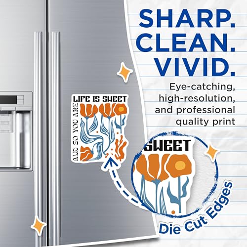(2 Pack) Life is Sweet Magnets - Motivational Magnet - Floral Design Home Magnets - 5" On Longest Side - for Cars, Fridges, Toolboxes - Made in USA - MAG3839