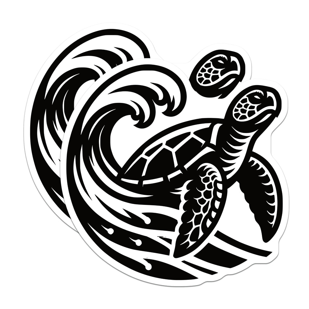 (2 Pack) Sea Turtle Ocean Wave Magnets - Coastal Refrigerator Decor - Marine Animal Art Locker - 5 Inches On Longest Side - Thick Durable Magnet - Made in USA - MAG39132