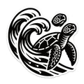 (2 Pack) Sea Turtle Ocean Wave Magnets - Coastal Refrigerator Decor - Marine Animal Art Locker - 5 Inches On Longest Side - Thick Durable Magnet - Made in USA - MAG39132