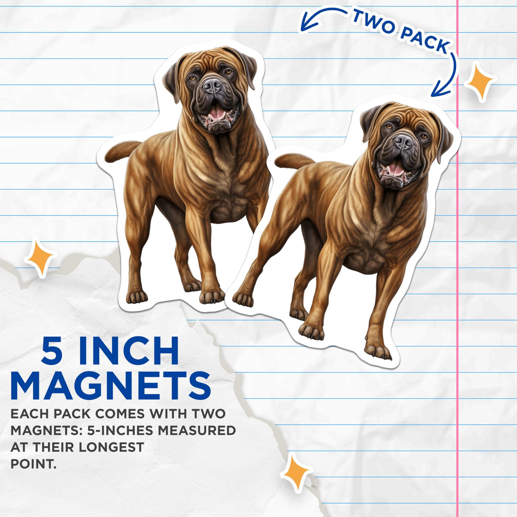 (2 Pack) Bullmastiff Dog Magnets - Bullmastiff Lover - Pet Owner Accessory - 5 Inches On Longest Side - Thick Durable Magnet - Made in USA - MAG25044