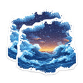 (2 Pack) Starry Night Ocean Waves Magnets - Coastal Fridge Decor - Fantasy Seascape Art - 5 Inches On Longest Side - Thick Durable Magnet - Made in USA - MAG25240