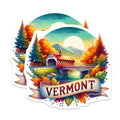 (2 Pack) Vermont Stickers - Scenic Nature Decals - Autumn Landscape Artwork - 5" On Longest Side - Sticks to Smooth Flat Surfaces - Made in USA - BMCS7018