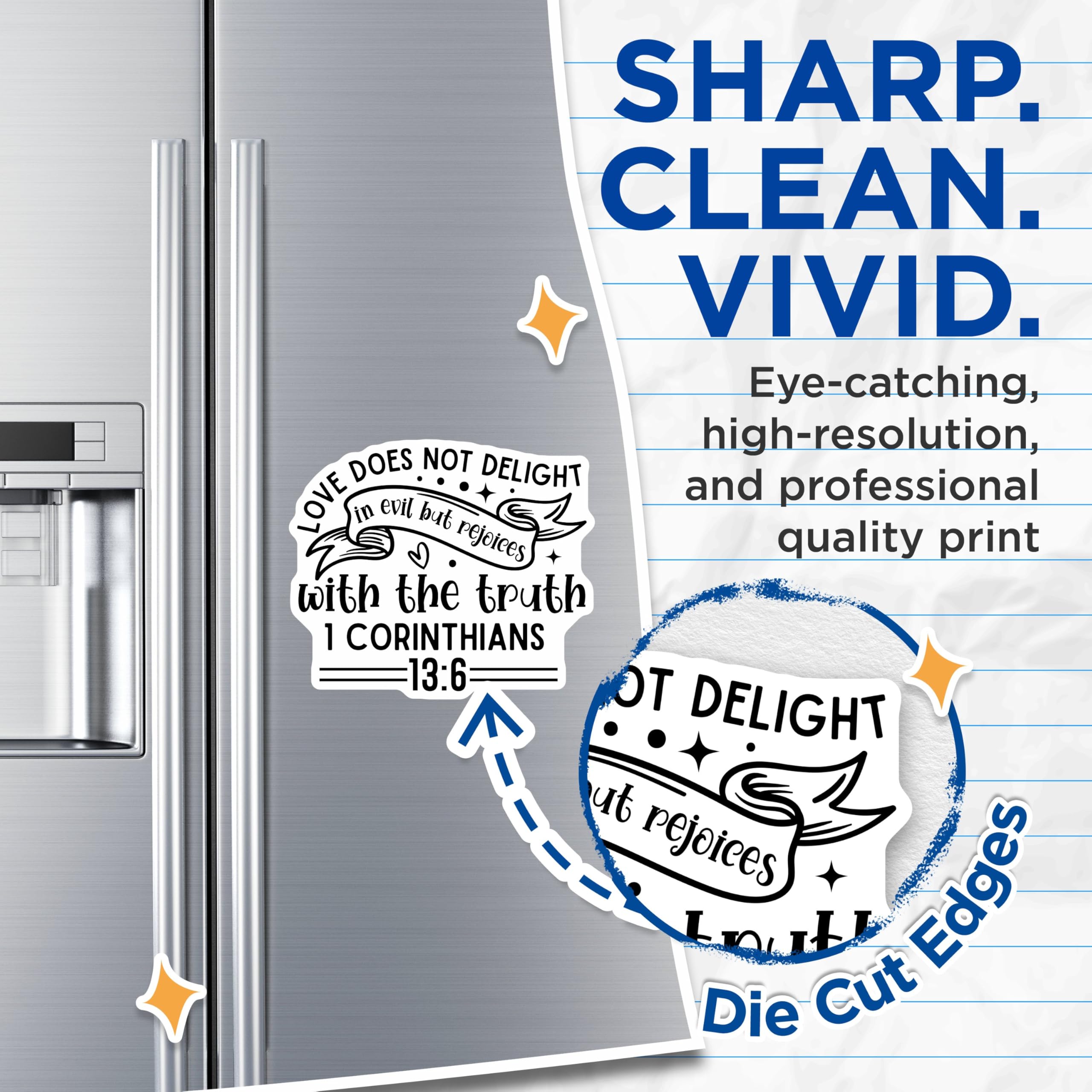 (2 Pack) Inspirational Bible Verse Magnets - Love Does Not Delight in Evil - Rejoices with The Truth - 1 Corinthians 13:6-5" On Longest Side - for Cars, Fridges, Toolboxes - Made in USA - MAG3856