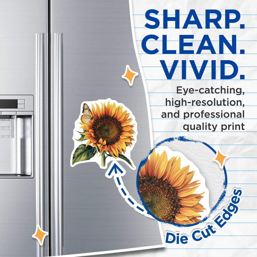 (2 Pack) Sunflower Butterfly Magnets - Floral Kitchen Decor - Nature Lover Refrigerator Art - 5 Inches On Longest Side - Thick Durable Magnet - Made in USA - MAG39419