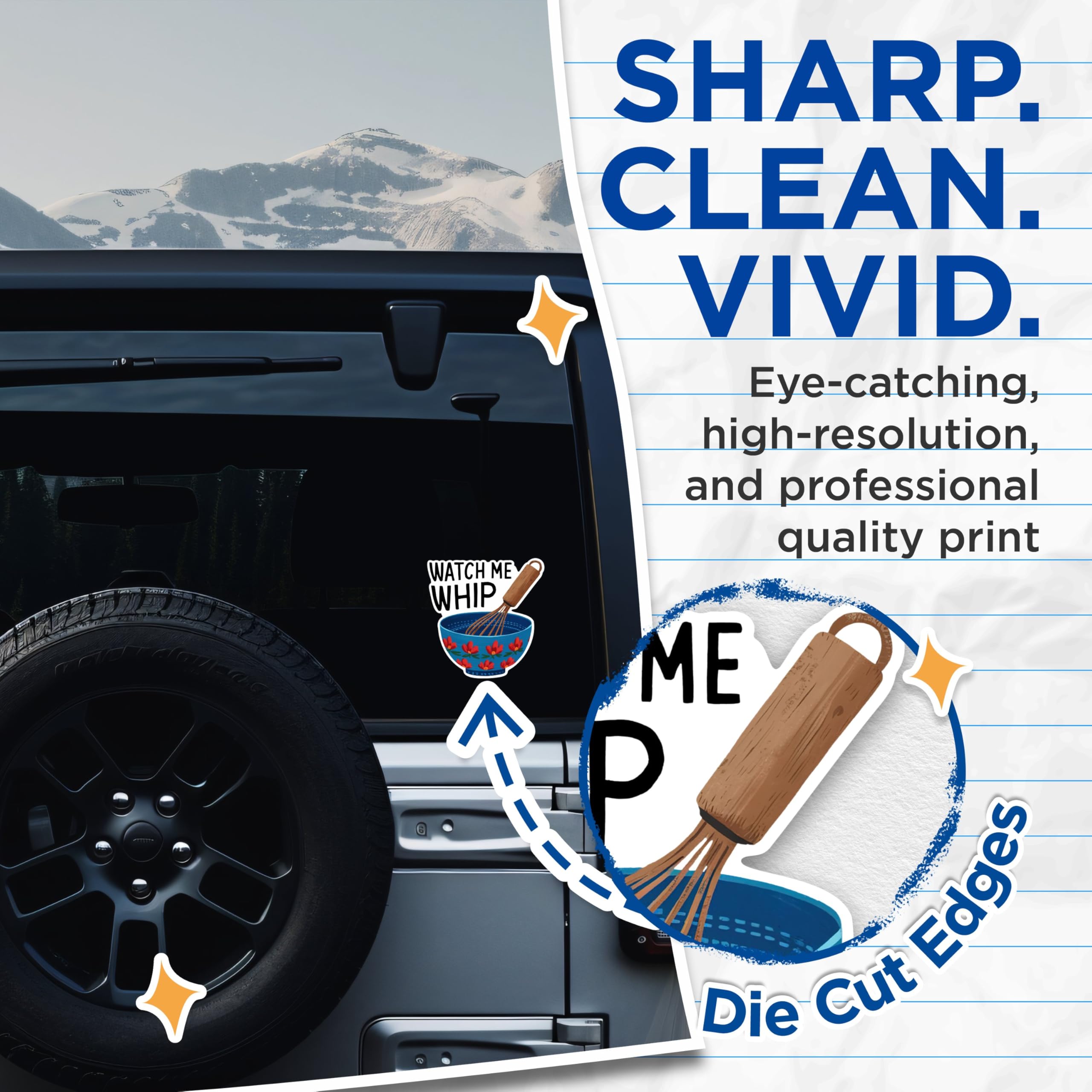 (2 Pack) Watch Me Whip Stickers - Funny Kitchen Stickers - Baking Themed Stickers - 5" On Longest Side - Sticks to Any Smooth Flat Surface - Made in USA - BMCS3052