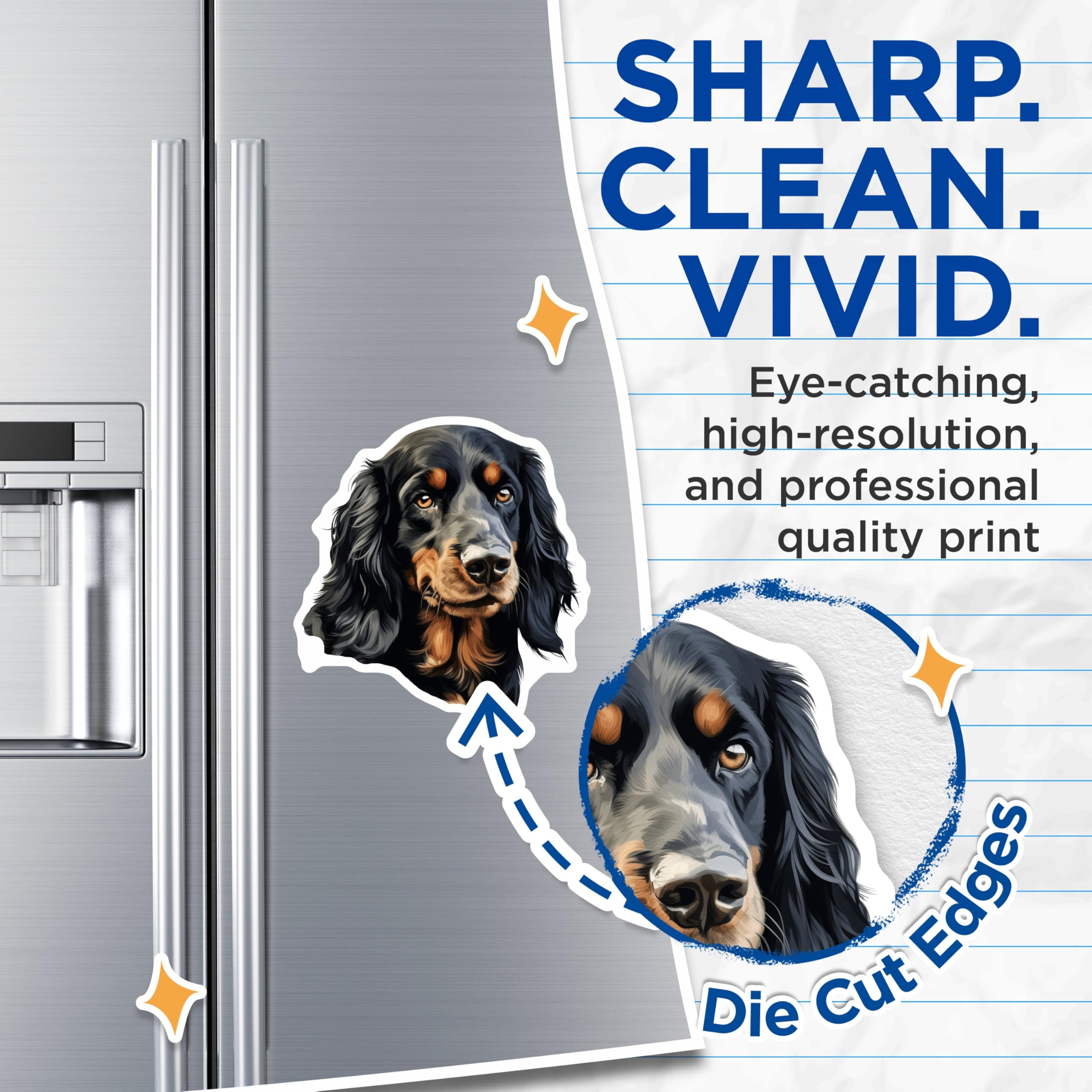(2 Pack) Gordon Setter Dog Magnets - Black Tan Setter Art - Pet Lover Refrigerator Decor - 5 Inches On Longest Side - Thick Durable Magnet - Made in USA - MAG26837