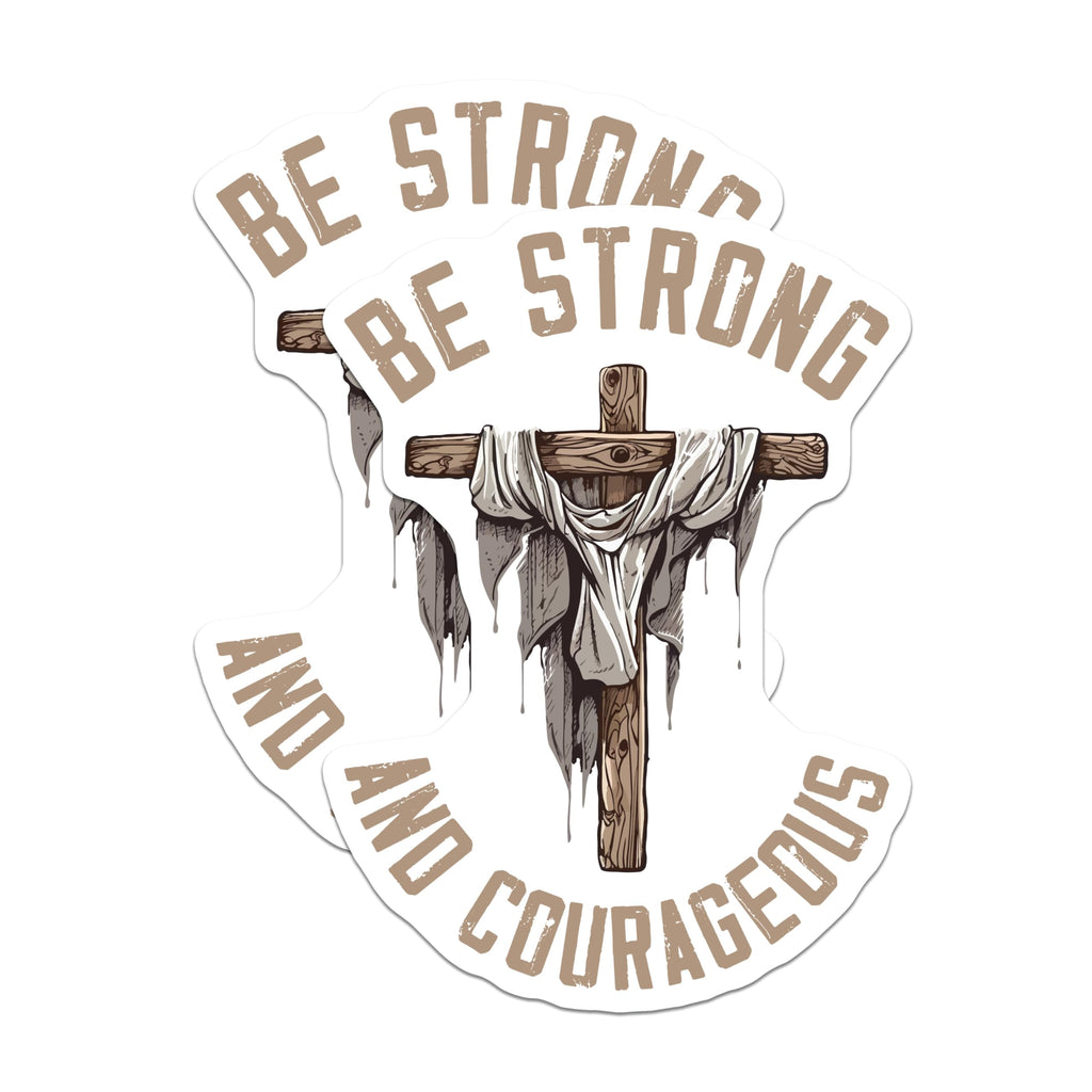 (2 Pack) Christian Cross Magnets - Be Strong Courageous Scripture - Inspirational Faith Decor - 5 Inches On Longest Side - Thick Durable Magnet - Made in USA - MAG23632