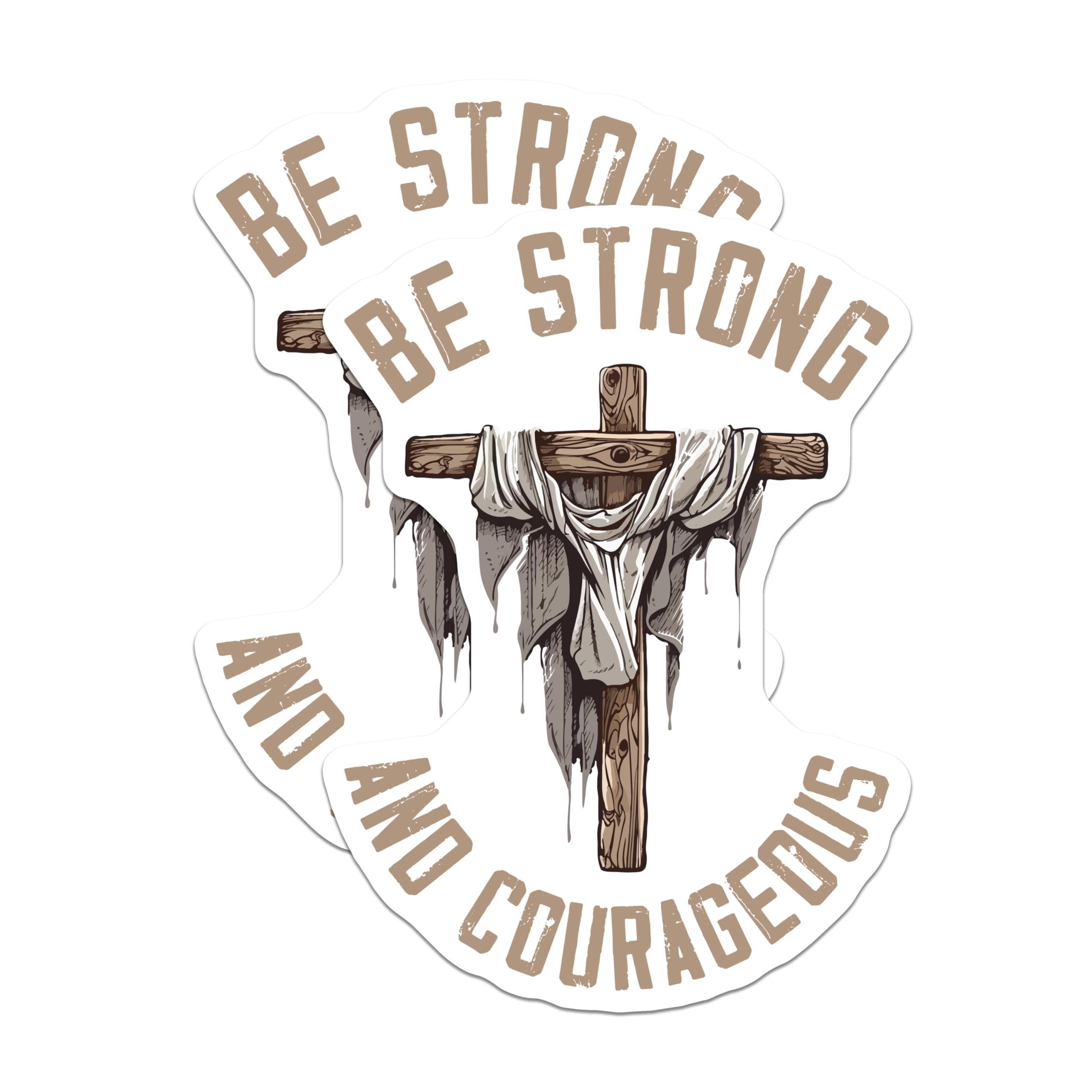 (2 Pack) Christian Cross Magnets - Be Strong Courageous Scripture - Inspirational Faith Decor - 5 Inches On Longest Side - Thick Durable Magnet - Made in USA - MAG23632