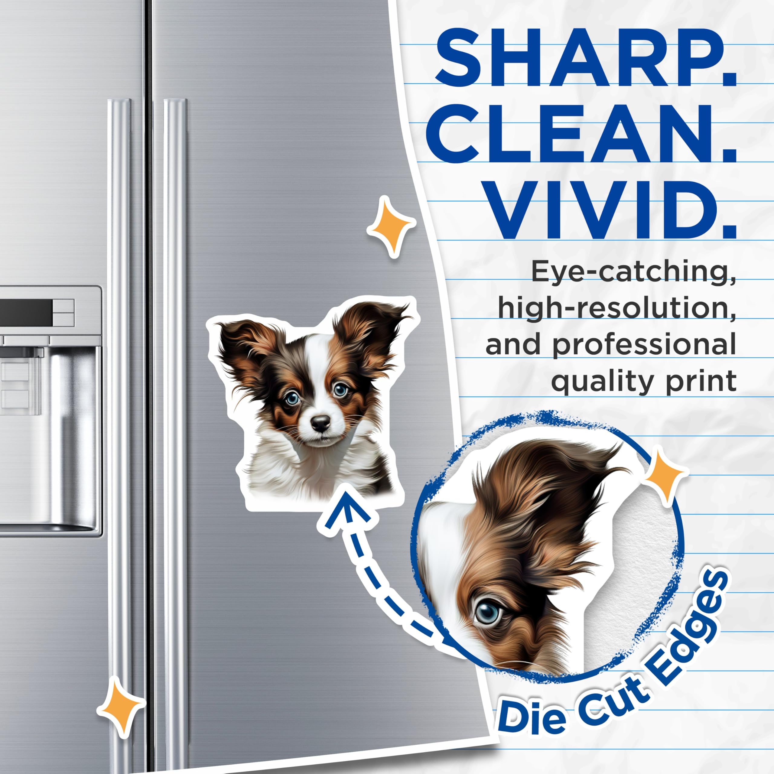 (2 Pack) Cute Papillon Puppy Magnets - Fluffy Dog Lover - Pet Parent Decor - 5 Inches On Longest Side - Thick Durable Magnet - Made in USA - MAG27537