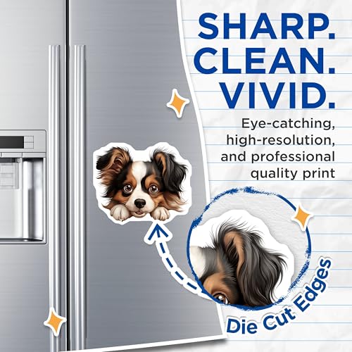 (2 Pack) Adorable Puppy Magnet - Fridge Decor - Dog Lover - Pet Themed - Kitchen Accessory - Animal Art - 5" On Longest Side - Sticks to Smooth Flat Surfaces - Made in USA - MAG10242