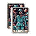 (2 Pack) Tarot Card Skeleton Soldier Magnets - Psychedelic Cosmic Art - Mystical Skull Decor - 5 Inches On Longest Side - Thick Durable Magnet - Made in USA - MAG30288